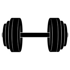 dumbbell isolated on white silhouette vector illustration on white background.