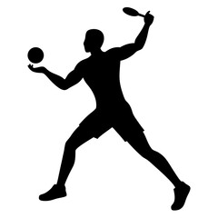 tennis player silhouette vector silhouette vector illustration on white background.
