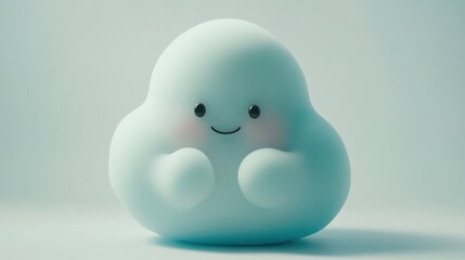 Cute and Adorable Character Figurine with Soft Blue Color and Charming Expression