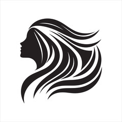 Stylish woman hairstyle profile view vector illustration