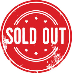 Iconic Vector Badge Logo Sold Out Red Color Rubber Stamp Icon Template On Isolated White Background