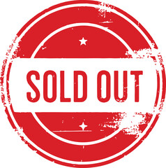 Iconic Vector Badge Logo Sold Out Red Color Rubber Stamp Icon Template On Isolated White Background