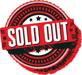 Iconic Vector Badge Logo Sold Out Red Color Rubber Stamp Icon Template On Isolated White Background