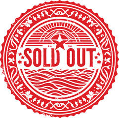 Iconic Vector Badge Logo Sold Out Red Color Rubber Stamp Icon Template On Isolated White Background