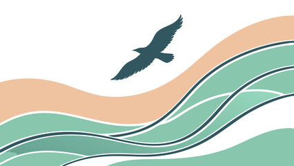 Obraz premium Freedom and Serenity: Bird Flying Above Waves