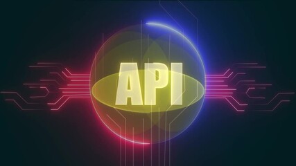 Glowing neon technology circuit board with dd text icon on black background - Powered by Adobe