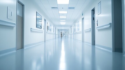 Obraz premium Empty Hallway Interior with Doors in a Modern Building