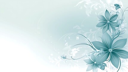 Teal Floral Design with Soft Background.