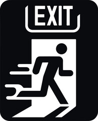Emergency Exit Icon Black Filled Silhouette Vector On Isolated White Background