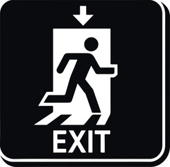 Emergency Exit Icon Black Filled Silhouette Vector On Isolated White Background