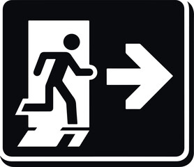 Emergency Exit Icon Black Filled Silhouette Vector On Isolated White Background