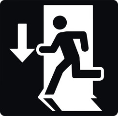 Emergency Exit Icon Black Filled Silhouette Vector On Isolated White Background