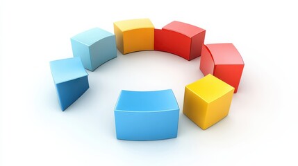 Obraz premium Colorful Geometric Shapes Arranged in a Circular Pattern on a White Background