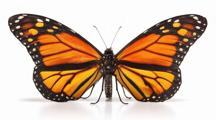 Fototapeta premium Vibrant Orange Monarch Butterfly with Open Wings Displaying Beauty
