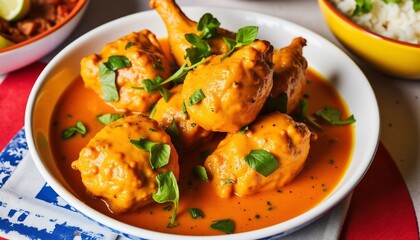 Fototapeta premium Delicious Malai Kofta Curry Garnished With Fresh Herbs