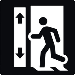 Emergency Exit Icon Black Filled Silhouette Vector On Isolated White Background