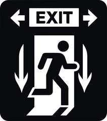 Emergency Exit Icon Black Filled Silhouette Vector On Isolated White Background