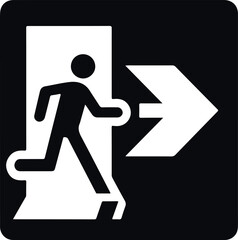 Emergency Exit Icon Black Filled Silhouette Vector On Isolated White Background