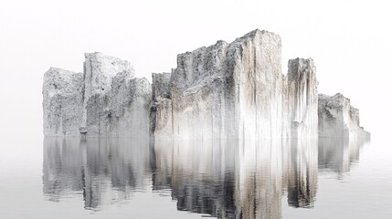 serene white cliffs reflecting on calm water with minimalist background