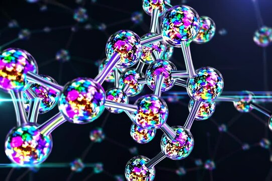 This animated backdrop, created in Adobe After Effects CC, features a scientific motion background on black and is ideal for science videos
