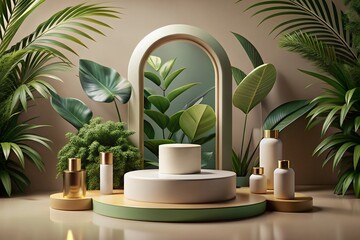 Luxurious Skincare Display Botanical Podium & Products