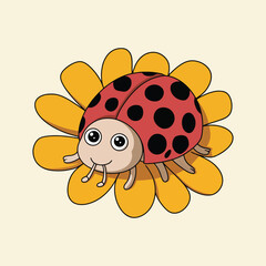 a cute ladybug hand drawn vector art illustration