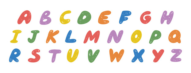 Chalk drawing doodle bold alphabet. Kids pencil textured freehand pastel letters. childish hand drawn ABC school paintbrush.