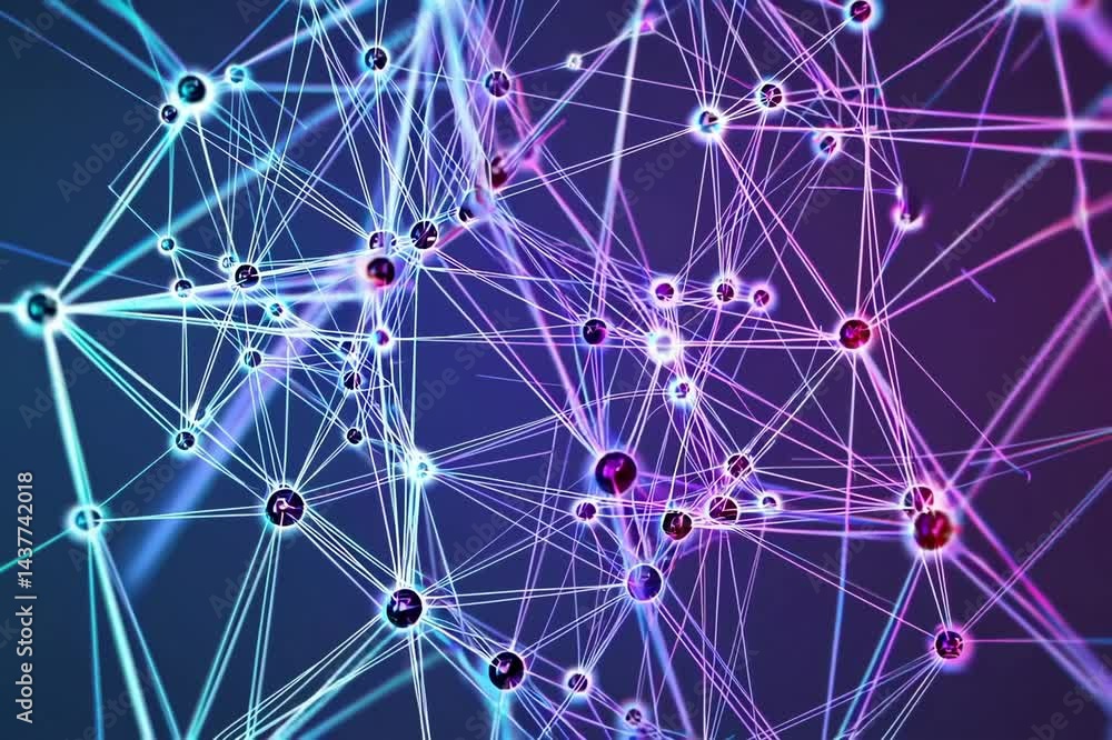 Aufkleber the background features futuristic technology and an abstract design, including a beautiful plexus