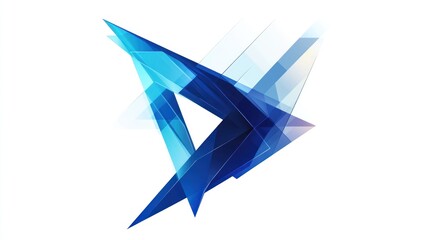 Abstract blue crystal shapes, dynamic design, white background, website banner