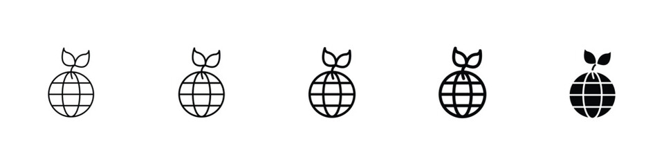 Set of 5 pixel perfect earth environment icon with 1 unexpanded, 1 silhouette, An illustration symbolizing the earth’s environment, conservation, and sustainability