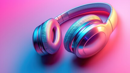 Stylish Modern Headphones with Vibrant Pink and Blue Lighting Effects