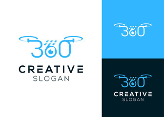 Obraz premium 360 with drone and solar panels on top logo design