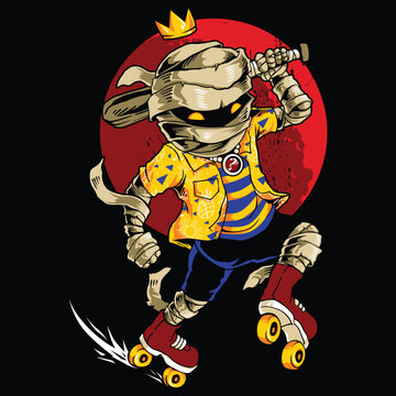 skater king pharaoh sport cartoon.eps