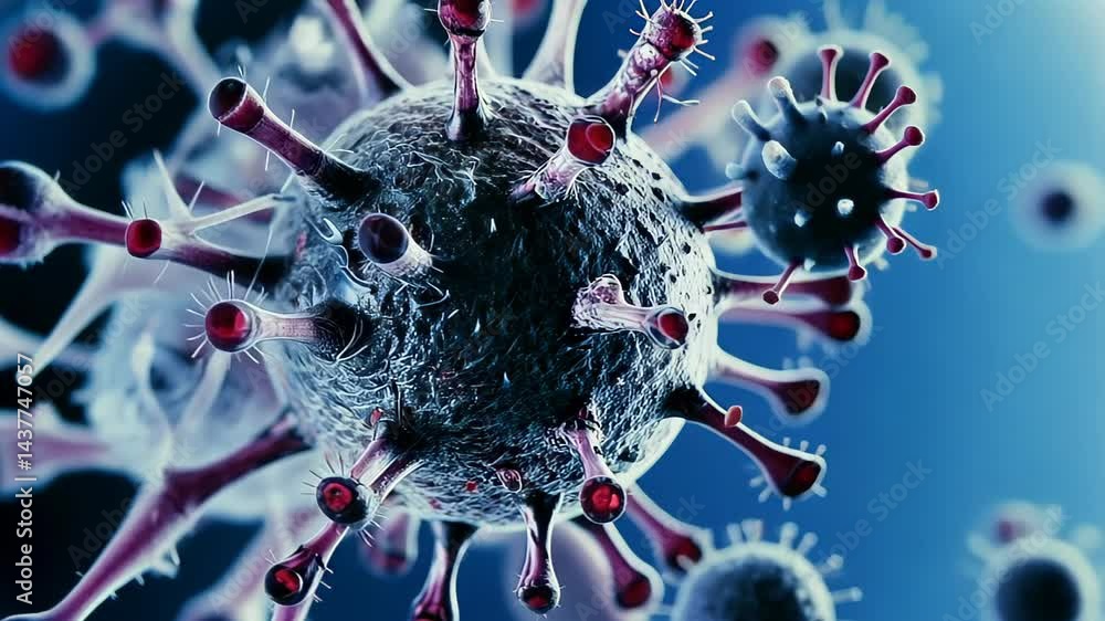 Poster exploring the unseen world of viruses in a captivating visual journey through microscopic wonders ge