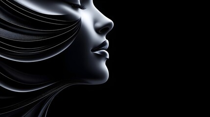 Serene Abstract Profile of a Woman in Sophisticated Black Art