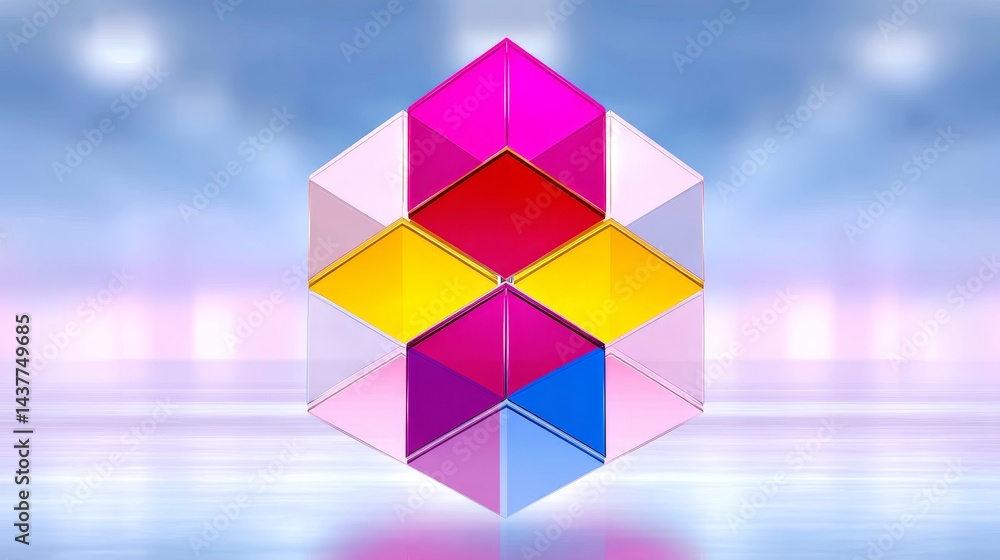 Poster modular structure design digital illustration abstract art contemporary style studio setting flat de