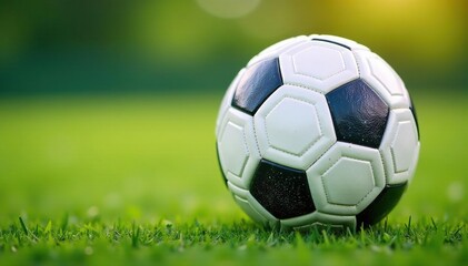 Fototapeta premium Close-up of pristine white football, laces visible, fitness, game, lifestyle