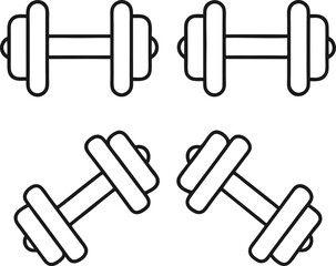 Gym Dumbbell Icon Set – Line Glyph Vector Fitness Bundle
