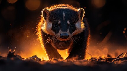 Sunset Badger Forest Ambush Wildlife Photography