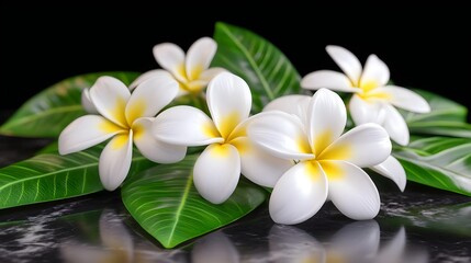 Fototapeta premium Serene Arrangement of White Flowers on Marble Surface