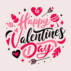 Happy valentines day typography quotes t shirt design romantic lettering of love