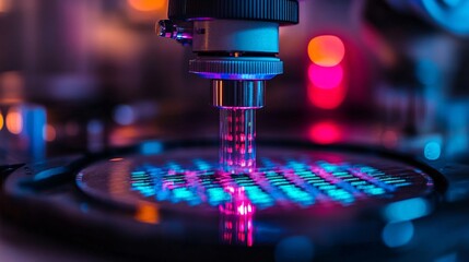 modern laser microchip technology under a microscope with vibrant lighting