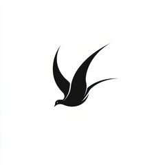 Bird in flight, white background, nature, freedom, design element