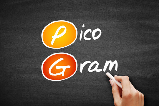 PG - picogram acronym, concept on blackboard