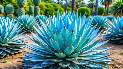 Fototapeta premium Long Exposure Agave Plant Photography: Close-Up Succulent Leaves, Tropical Garden, Desert, Greenhouse