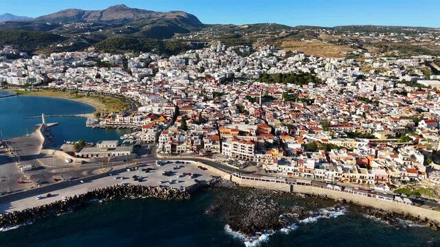 Aerial view of the city of Rethymno, Crete, Greece