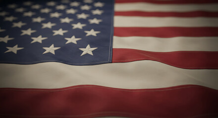 American flag fabric close up, waving background for patriotic themes and national holidays
