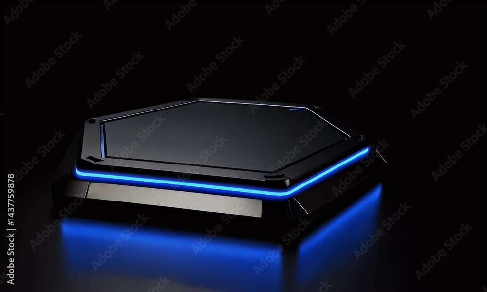 Aufkleber a futuristic virtual studio set with led lights, featuring an empty stage for product display and a 