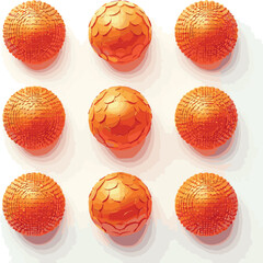 Create a Round dotted shape set. Spheres with geometric figures in halfton style. Grid globe elements. Tech design elements for futuristic posters. 3D vector illustration collection isolated .