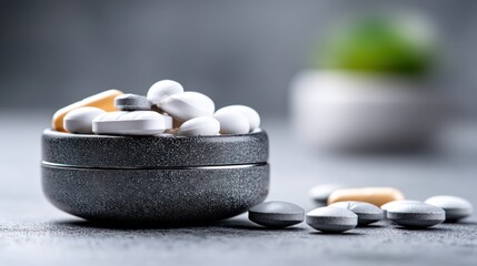 Assorted pills in container